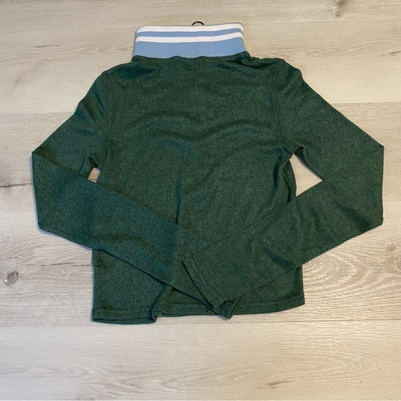 Urban Outfitters Out From Under Crop Long Sleeve Half Zip Blue Stripe Collar, M - Picture 6 of 10